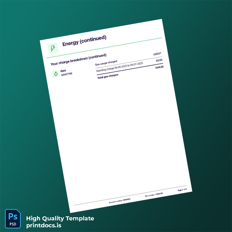 United Kingdom Editable Utility Bill Template in Word and PDF formats page 3