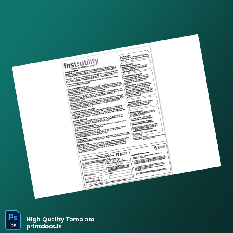 United Kingdom First Utility Editable Utility Bill Template in Word and PDF formats page 5