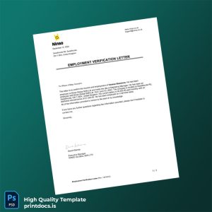 Printable United Kingdom NINSO GLOBAL SDN LTD Employment Verification Letter Template (Word & PDF) Image Preview - PrintDocs