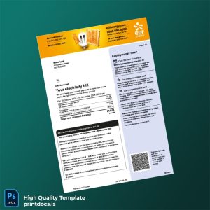 United Kingdom N_A Editable Electricity Bill Template in Word and PDF formats