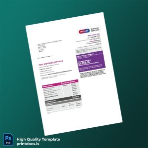United Kingdom Npower Business Solutions Editable Electricity Bill Template in Word and PDF formats