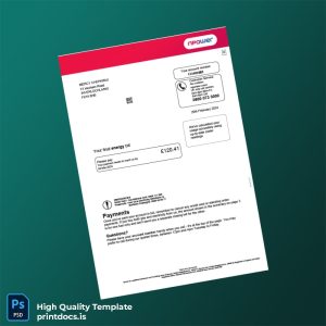 United Kingdom Npower Editable Energy Bill Template in Word and PDF formats