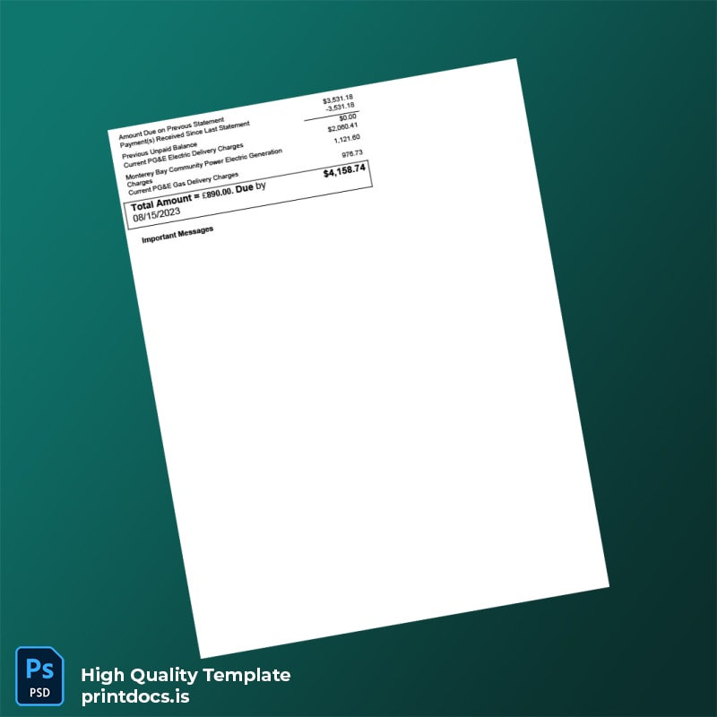 United Kingdom PG E Monterey Bay Community Power Editable Utility Bill Template in Word and PDF formats page 2