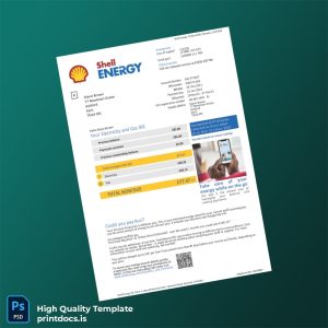 United Kingdom Shell Energy Ltd Editable Electricity Bill Template in Word and PDF formats