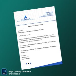 Printable United Kingdom T L Trade LTD Employment Verification Letter Template (Word & PDF) Image Preview - PrintDocs