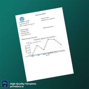 United Kingdom Thames Water Editable Water Bill Template in Word and PDF formats