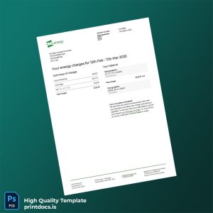 United Kingdom Unknown Editable Utility Bill Template in Word and PDF formats