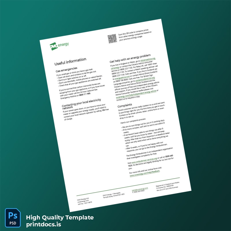 United Kingdom Unknown Editable Utility Bill Template in Word and PDF formats page 4