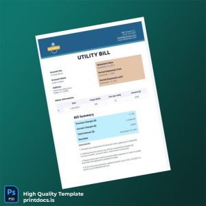 United States ABC Power Company Editable Utility Bill Template in Word and PDF formats