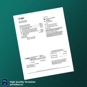 United States APS Editable Utility Bill Template in Word and PDF formats