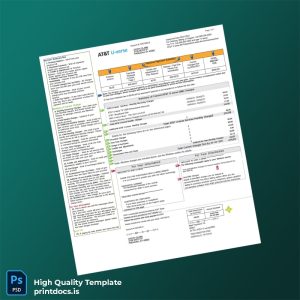 United States AT T Editable Utility Bill Template in Word and PDF formats