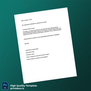 Printable United States Acme Inc Proof of Employment Letter Template (Word & PDF) Image Preview - PrintDocs