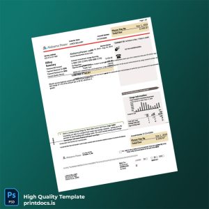 United States Alabama Power Editable Electricity Bill Template in Word and PDF formats