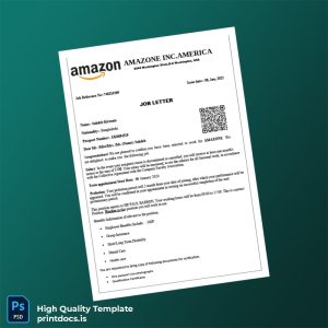Printable United States Amazon Employment Verification Letter Template (Word & PDF) Image Preview - PrintDocs