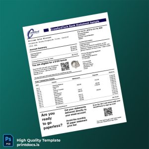 United States Bank Statement Template in Word and PDF formats