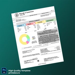 United States Borough Of Quakertown Editable Utility Bill Template in Word and PDF formats