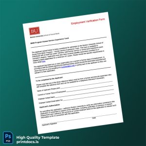 Printable United States Boston University Employment Verification Letter Template (Word & PDF) Image Preview - PrintDocs