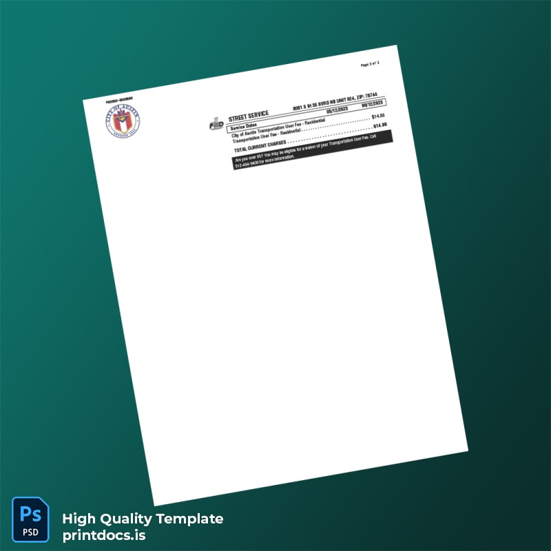 United States City Of Austin Editable Utility Bill Template in Word and PDF formats page 3