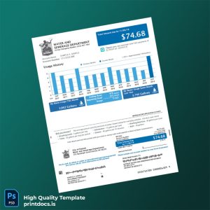 United States City Of Detroit Water And Sewerage Department Editable Water Bill Template in Word and PDF formats