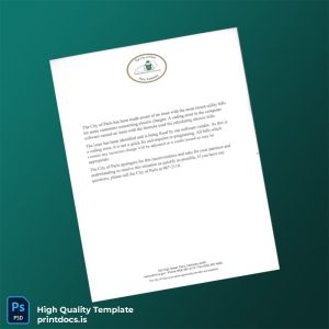 United States City Of Paris Editable Utility Bill Template in Word and PDF formats