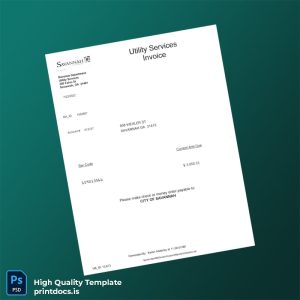 United States City Of Savannah Editable Utility Bill Template in Word and PDF formats