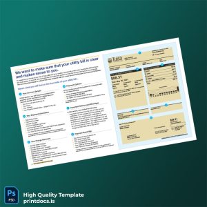 United States City Of Tulsa Editable Utility Bill Template in Word and PDF formats