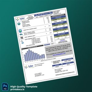 United States City Of TylerTown Editable Utility Bill Template in Word and PDF formats
