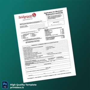 Printable United States City of Bridgeport Municipal Registration Certificate Template (Word & PDF) Image Preview - PrintDocs