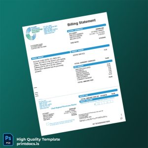 United States Clark Regional Wastewater District Editable Utility Bill Template in Word and PDF formats