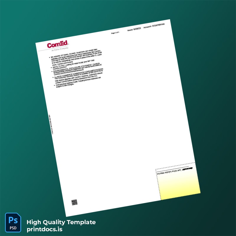 United States ComEd Editable Utility Bill Template in Word and PDF formats page 3
