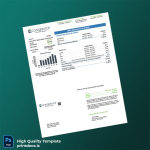 United States Conservice Editable Utility Bill Template in Word and PDF formats