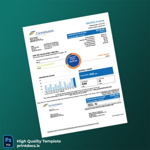United States Constellation Energy Editable Utility Bill Template in Word and PDF formats