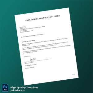 Printable United States ENTACT LLC Employment Verification Letter Template (Word & PDF) Image Preview - PrintDocs