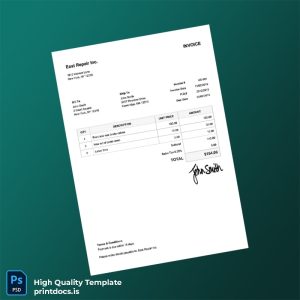 United States East Repair Inc Editable Utility Bill Template in Word and PDF formats