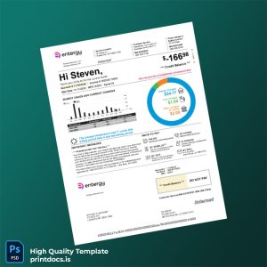 United States Entergy Arkansas LLC Editable Electricity Bill Template in Word and PDF formats