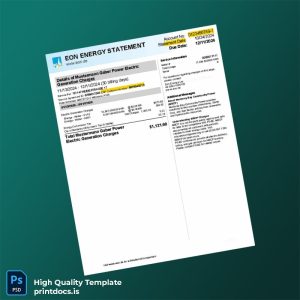United States Eon Energy Ltd Editable Electricity Bill Template in Word and PDF formats