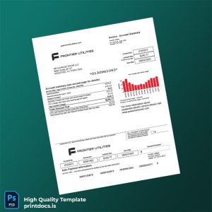 United States Frontier Utilities Editable Utility Bill Template in Word and PDF formats