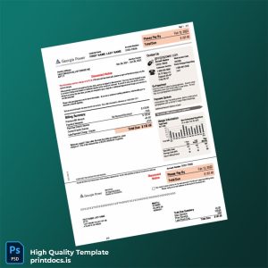 United States Georgia Power Editable Electricity Bill Template in Word and PDF formats
