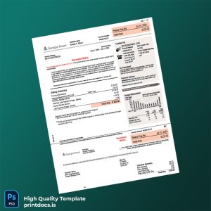 United States Georgia Power Editable Utility Bill Template in Word and PDF formats