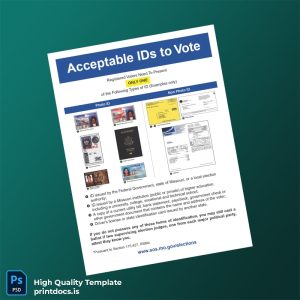 United States Government State Of Missouri Editable Acceptable IDs Template in Word and PDF formats