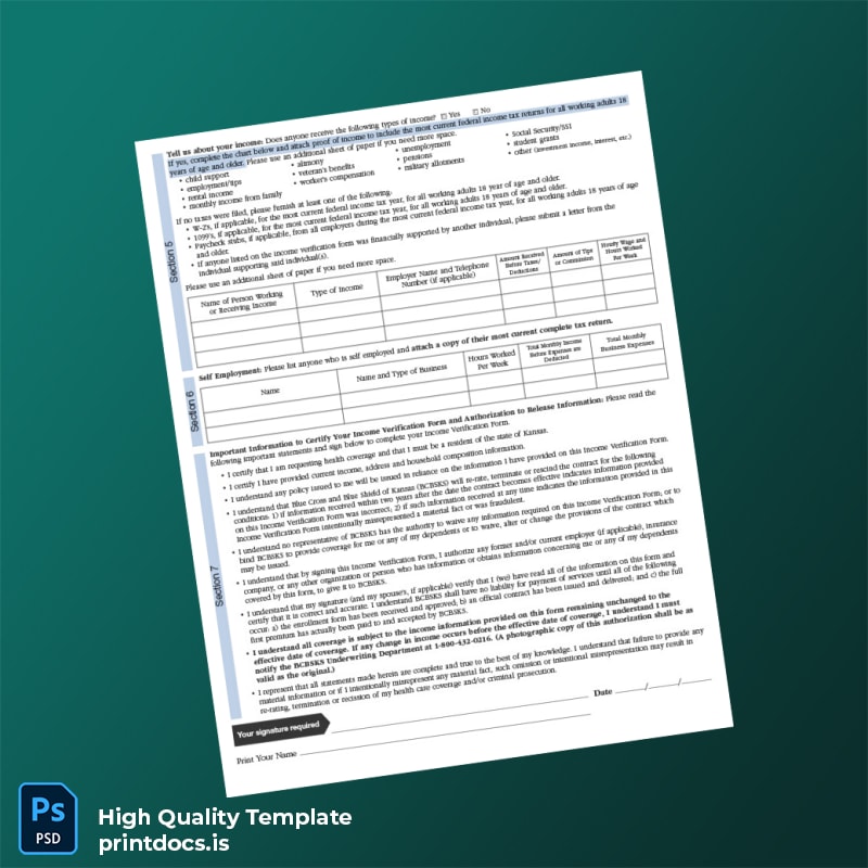 Printable United States Income Verification Letter Template in Word and PDF formats page 2 Image Preview - PrintDocs