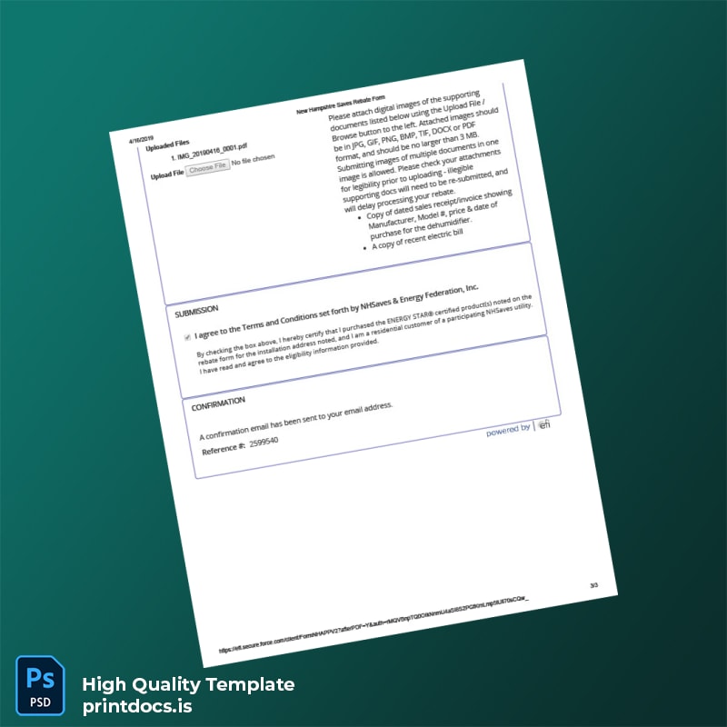 United States NH Saves Energy Federation Inc Editable Rebate Form Template in Word and PDF formats page 3