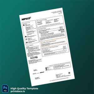 United States NIPSCO Editable Gas Bill Template in Word and PDF formats