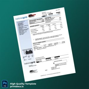 United States National Grid Editable Electricity Bill Template in Word and PDF formats
