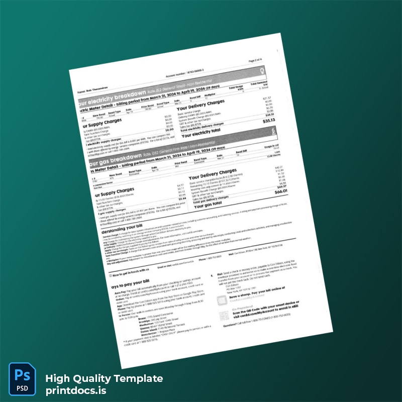 United States Not Specified Editable Utility Bill Template in Word and PDF formats page 2