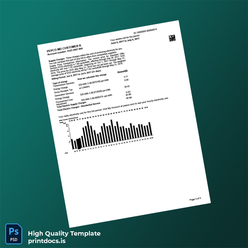 United States PEPCO Editable Electricity Bill Template in Word and PDF formats page 3