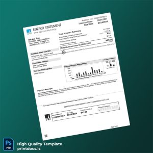 United States Pacific Gas And Electric Company Editable Bank Statement Template in Word and PDF formats