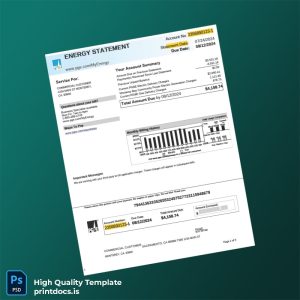 United States Pacific Gas And Electric Company Editable Utility Bill Template in Word and PDF formats