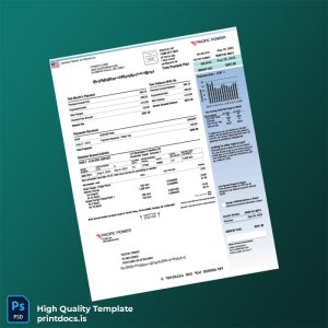 United States Pacific Power Editable Utility Bill Template in Word and PDF formats