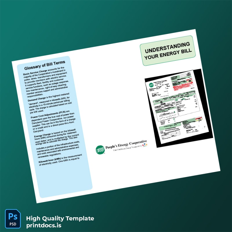 United States People S Energy Cooperative Editable Utility Bill Template in Word and PDF formats page 2